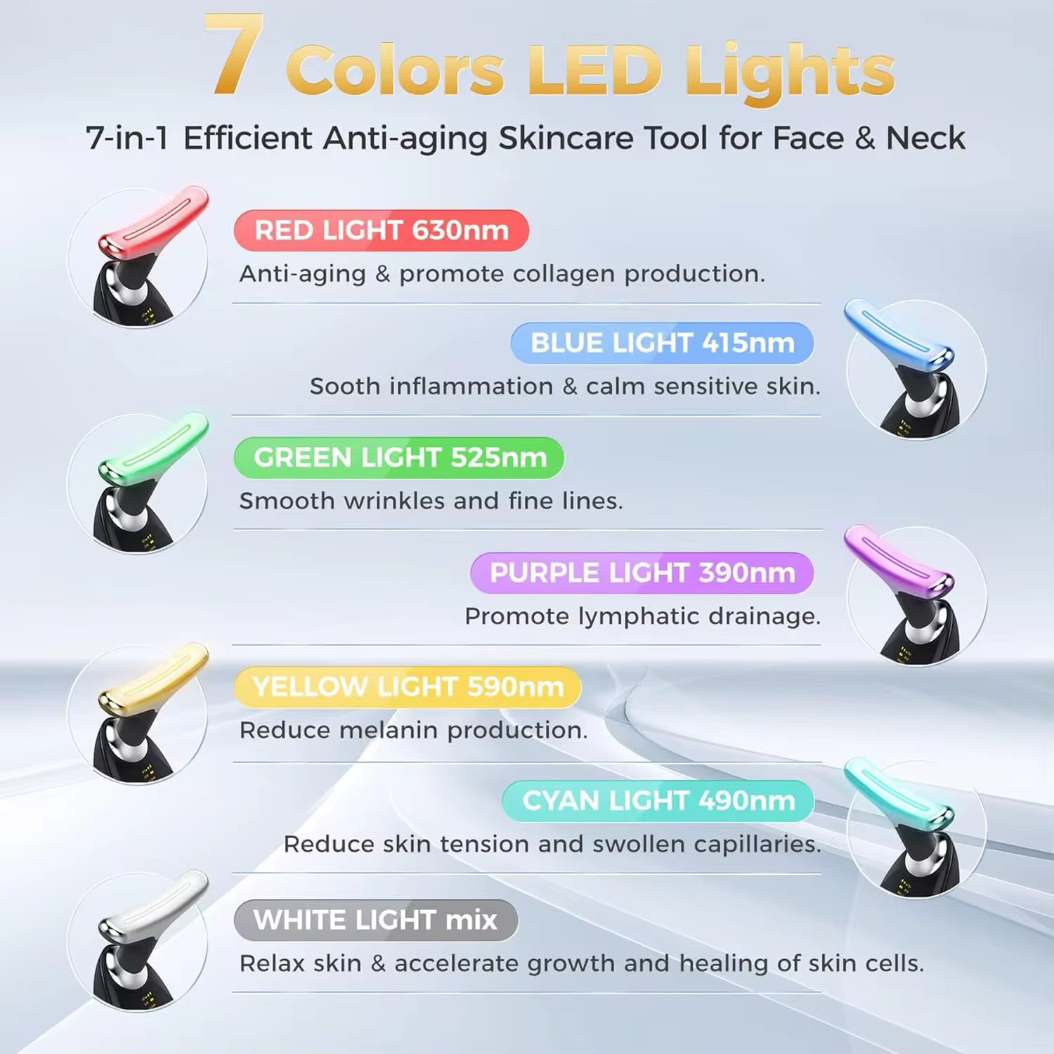 جهاز شد ورفع الرقبة والوجه LED & EMS – 7 ألوان ضوئية - Image 3