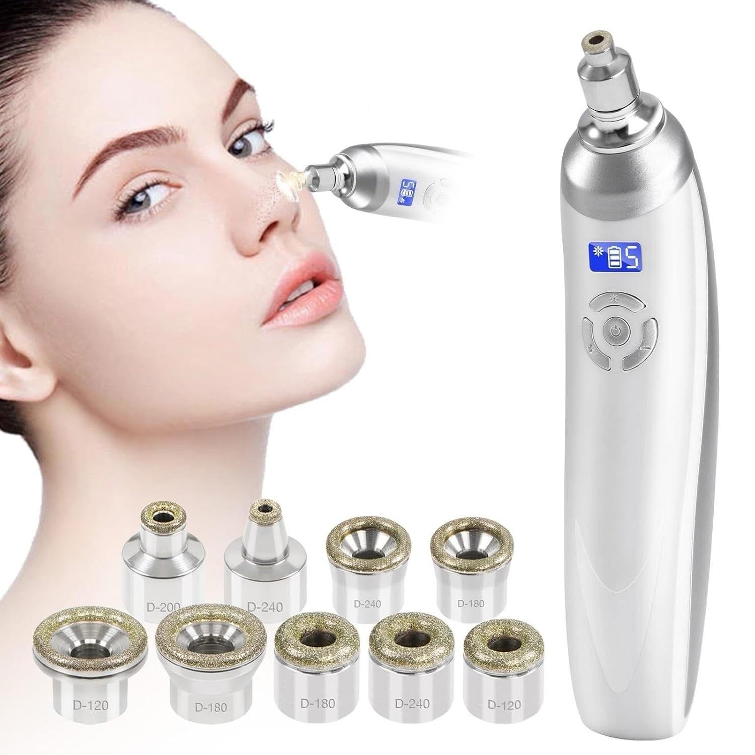 جهاز التقشير الماسي المنزلي مع رؤوس التقشير لتقشير وتنظيف البشرة | Diamond Microdermabrasion Home Device - Image 8