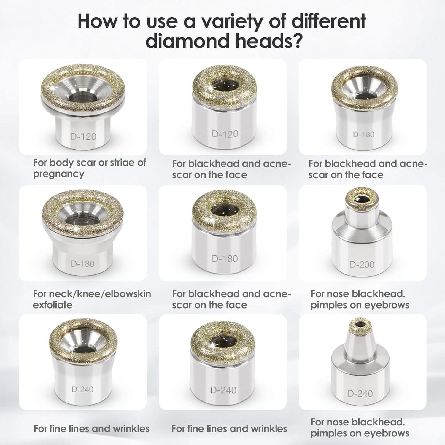 جهاز التقشير الماسي المنزلي مع رؤوس التقشير لتقشير وتنظيف البشرة | Diamond Microdermabrasion Home Device - Image 6