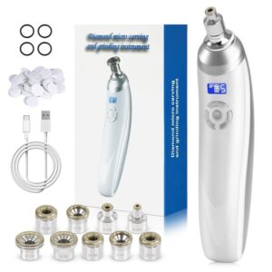 جهاز التقشير الماسي المنزلي مع رؤوس التقشير لتقشير وتنظيف البشرة | Diamond Microdermabrasion Home Device