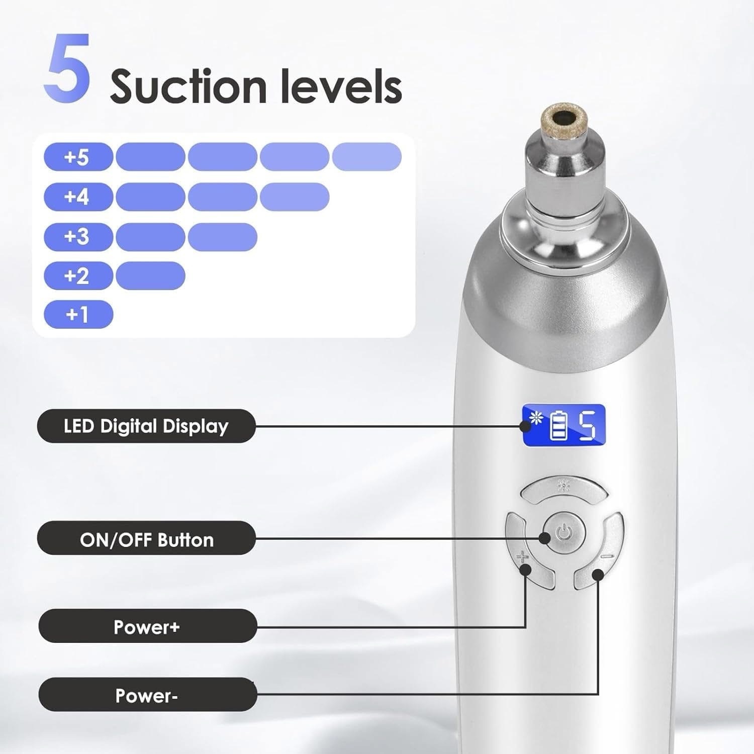 جهاز التقشير الماسي المنزلي مع رؤوس التقشير لتقشير وتنظيف البشرة | Diamond Microdermabrasion Home Device - Image 5